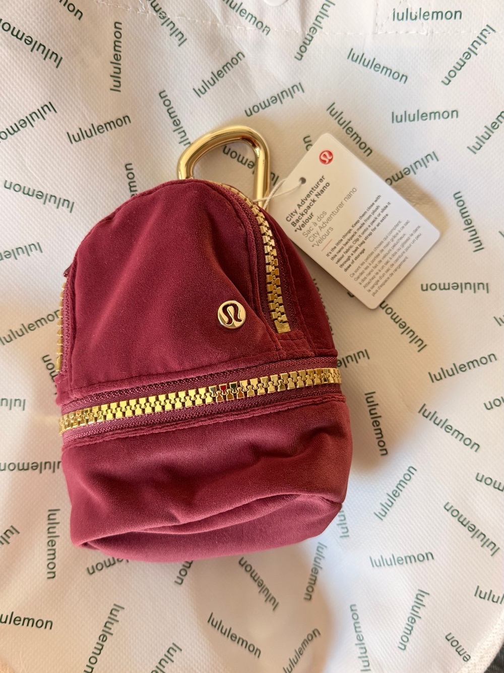 Lululemon City Adventurer Backpack Nano Velours | Wine Berry / Gold | NWT